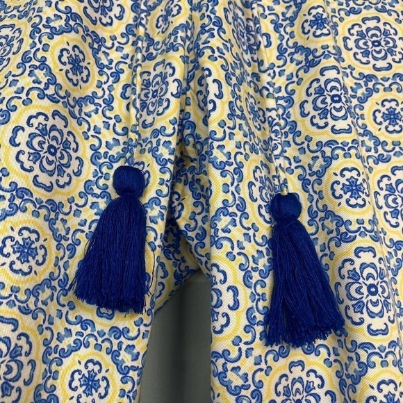 CARIBBEAN Joe Tropical Bliss Blue Elastic Waist Tassel Drawstring Pants Size PXL - Picture 6 of 12